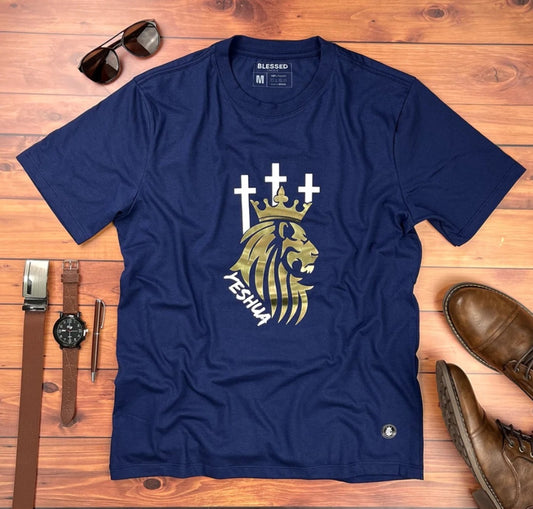 Camiseta Masculina Azul Leão Yeshua