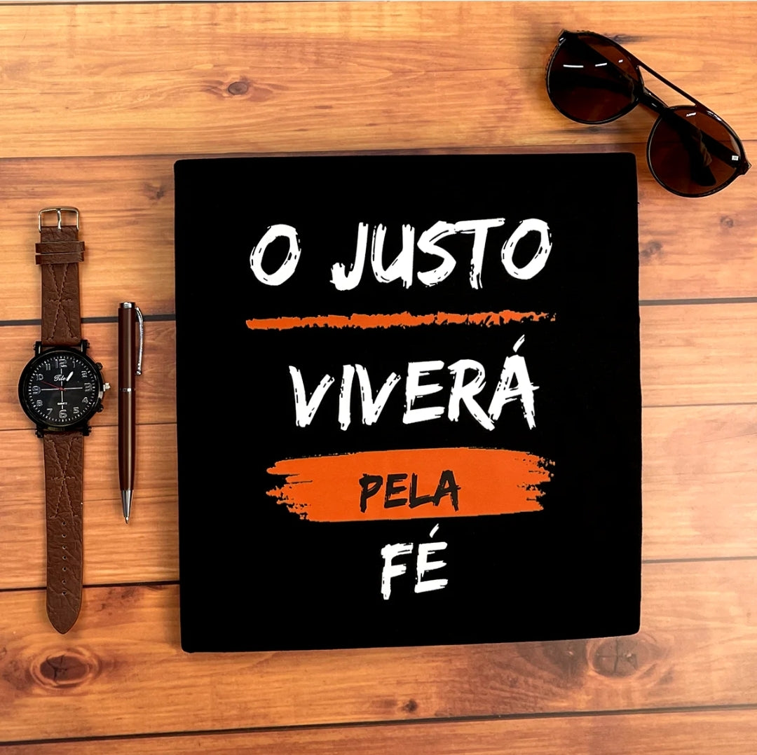 Camiseta Masculina Preta O Justo Viverá Pela Fé